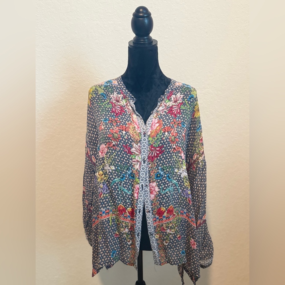 Johnny Was Multicolor Floral Button Down